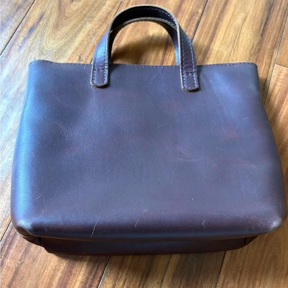 Portland Leather Cognac Zipper Mini Crossbody Tote - Picture 5 of 9